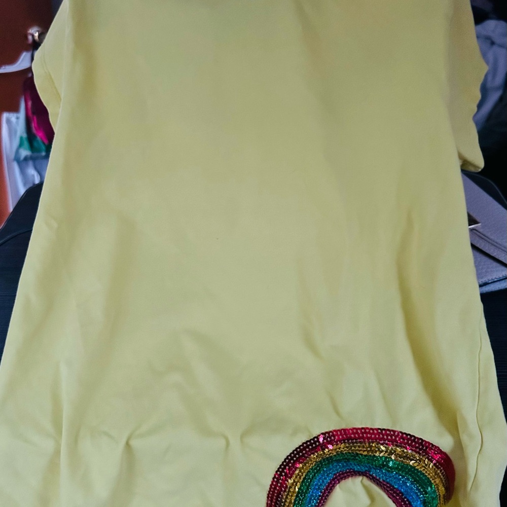 Unique Baby Brand Yellow T-Shirt with Rainbow Detail